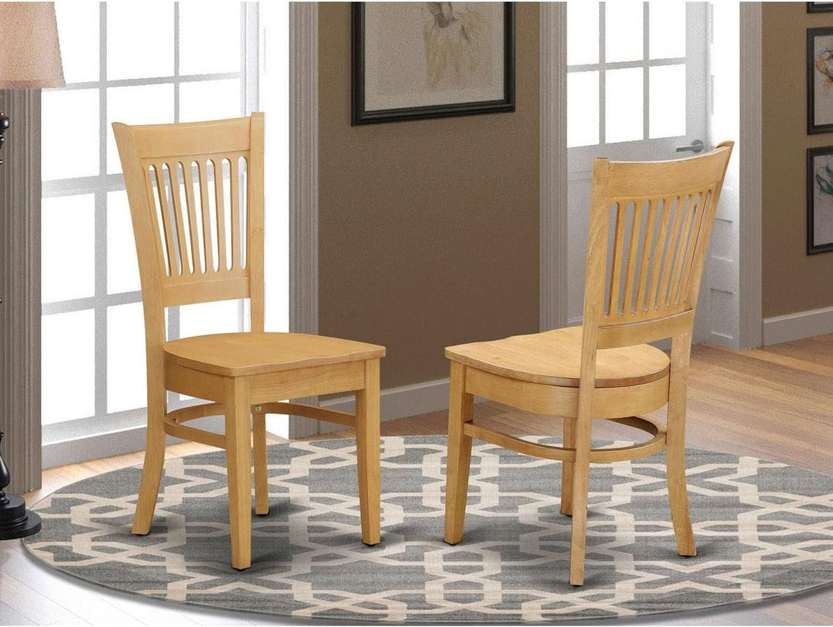 Vancouver Slat Back Wooden Seat Dining Chairs Oak Set Of 2