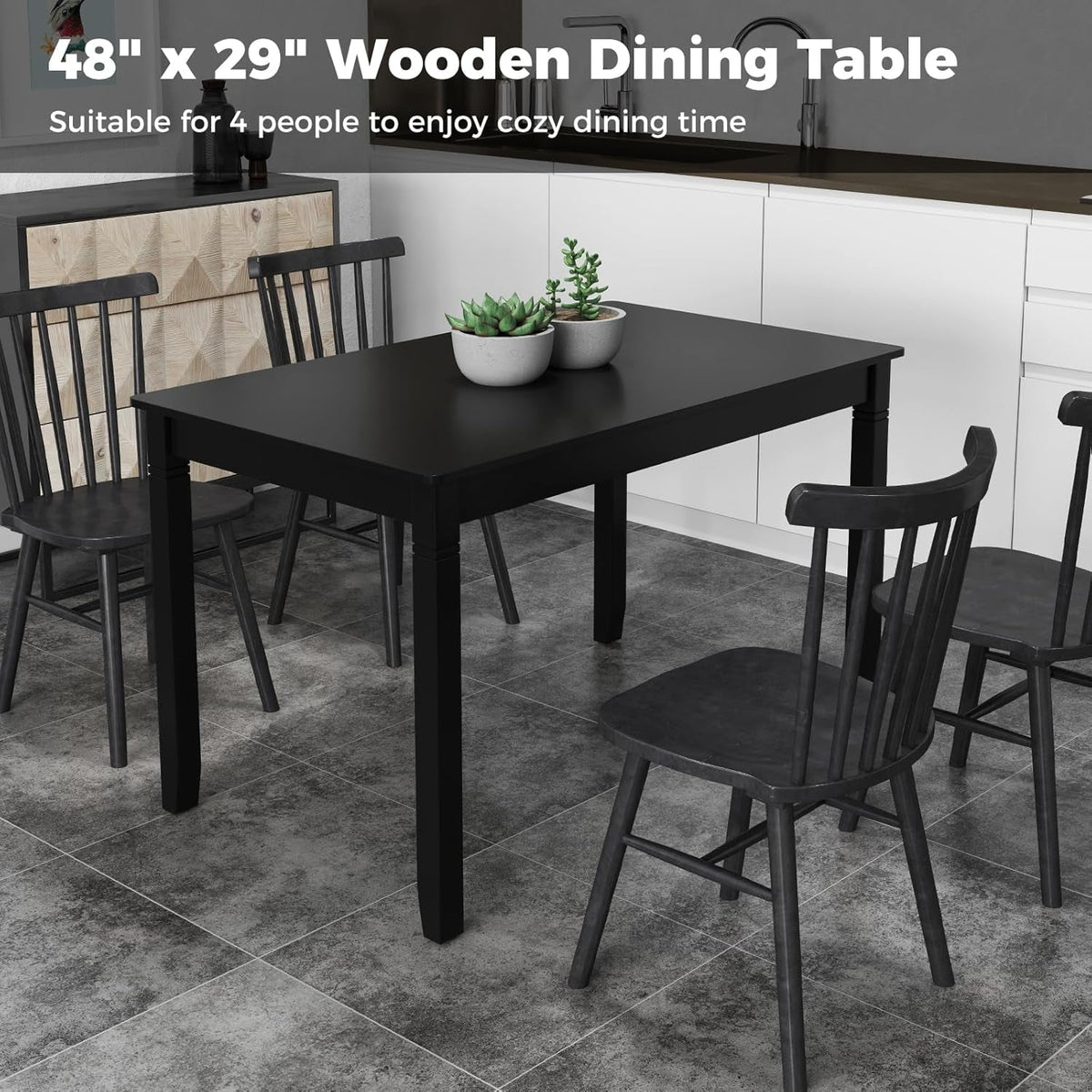 Black Rectangular Dining Table Heavy Duty Apartment