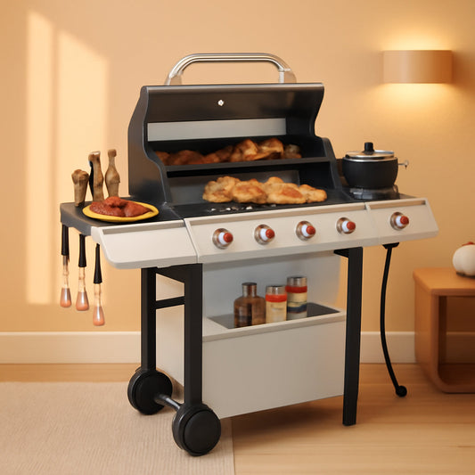 Gas Charcoal Barbecue Grill System Porcelain Grates
