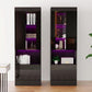 Two Piece 71 Inch Tall Bookcase Storage Cabinet With Glass Doors Set Of Two For Living Room And Office-2