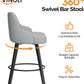 Linen Fabric Upholstered Swivel Barstools Set of Two