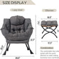 Dark Grey Velveteen Upholstered Ottoman Lounge Chair