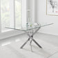 Tempered Glass Dining Table With Chromed Legs 47In White Silver