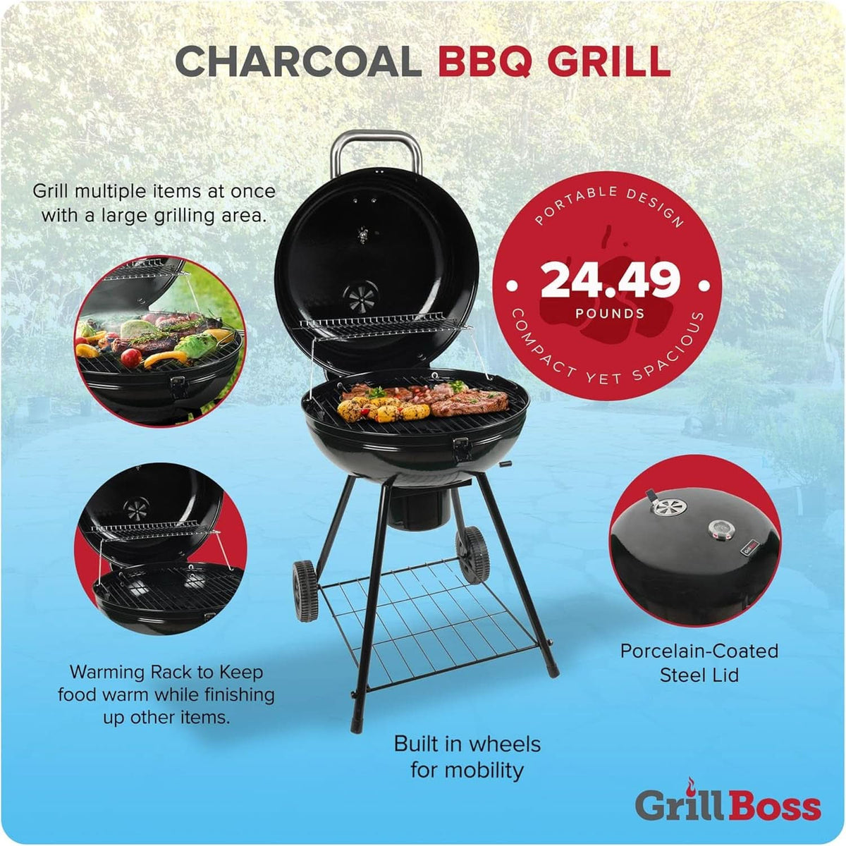 Grill Boss Twenty Two Inches Charcoal Kettle Outdoor Grill