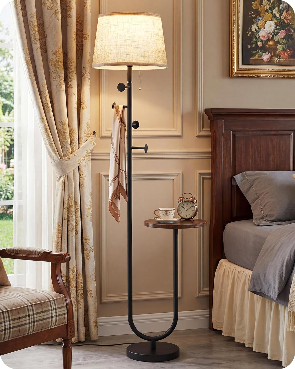 Rustic Brown Floor Lamp With ThreeColorTemperature