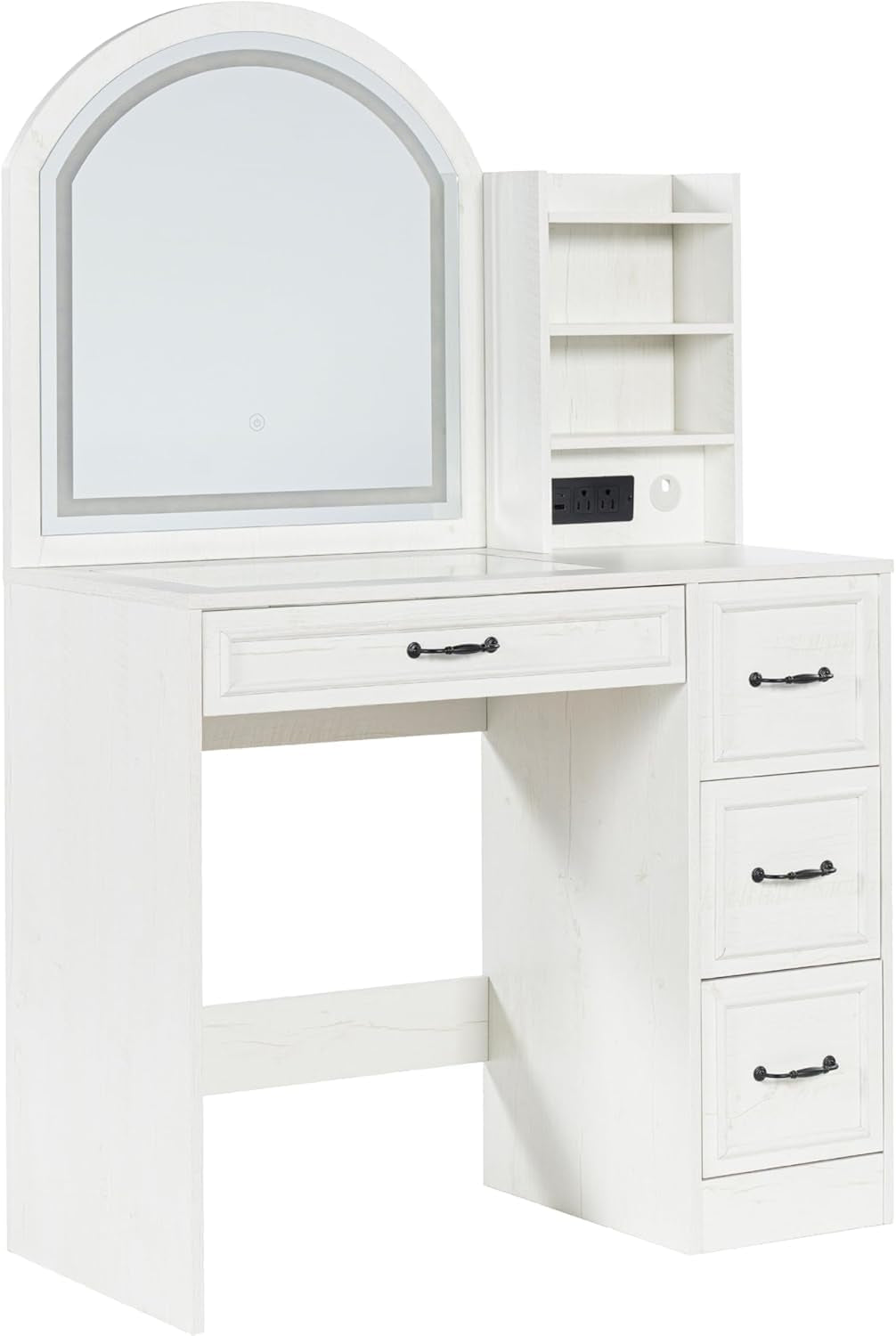 Antiquewhite Vanity Desk With LED Illuminated Mirror
