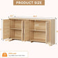 Natural Rattan Four Door Sideboard Cabinet Engineered Wood-1