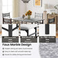 Grey Faux Marble Dining Table Set For 4 With Padded Chairs