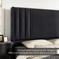 Velvet Queen Platform Bed Frame With Tufted Black Headboard