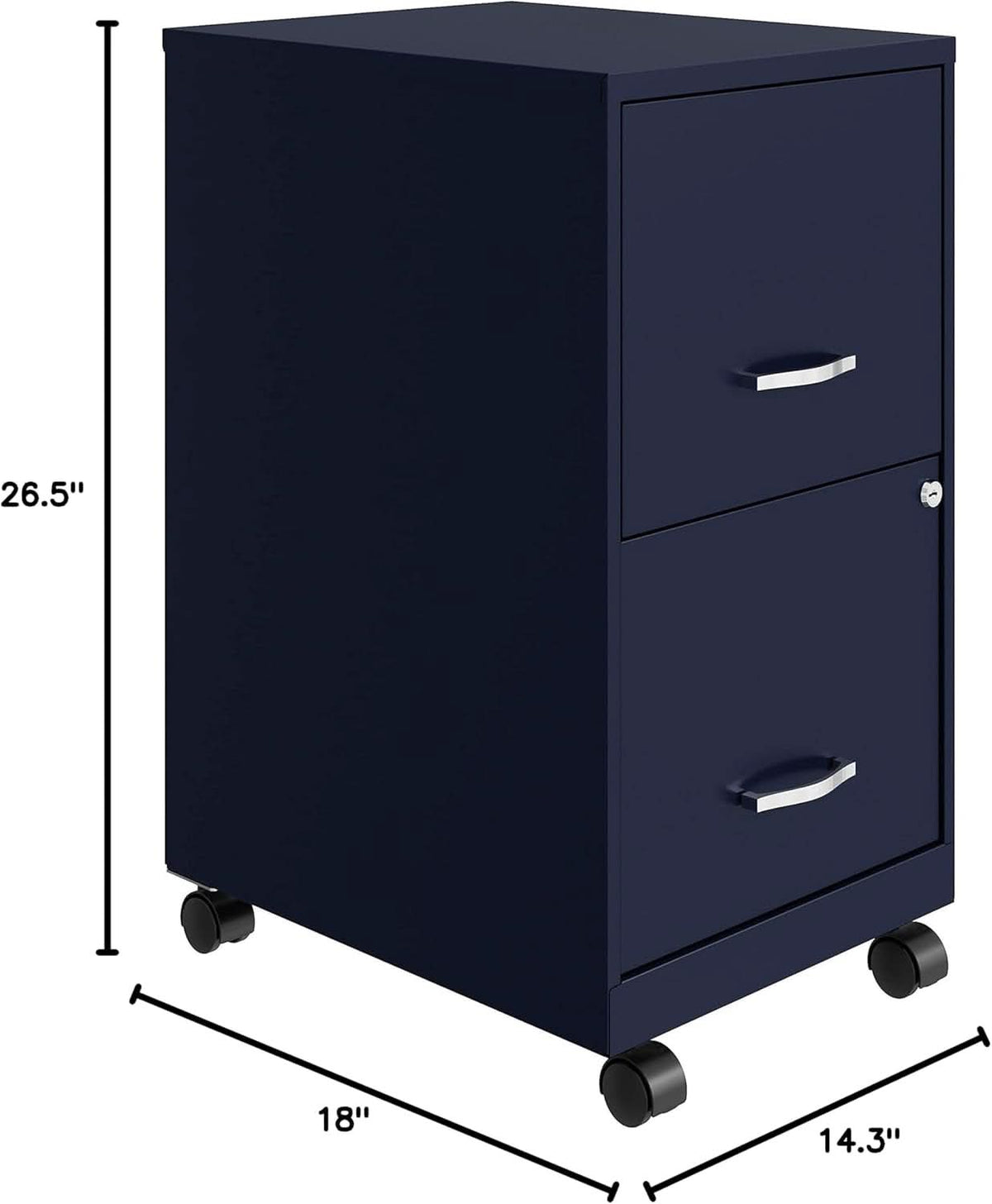 Mobile File Cabinet Navy With Two Locking File Drawers