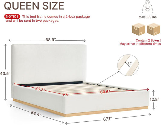Queen Size Luxurious Upholstered Platform Bed Frame-1