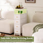 LED Narrow Nightstand With Wireless Charging White