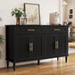58Inch Modern Sideboard Buffet Cabinet Black Storage-3