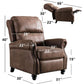 Pushback Recliner Chair Leather Rivet Decoration Chocolate