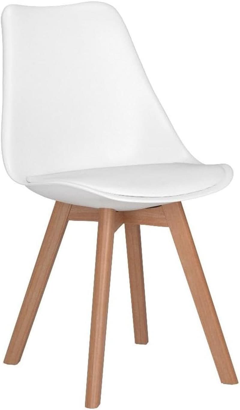 Mid Century Modern White Upholstered Dining Chairs