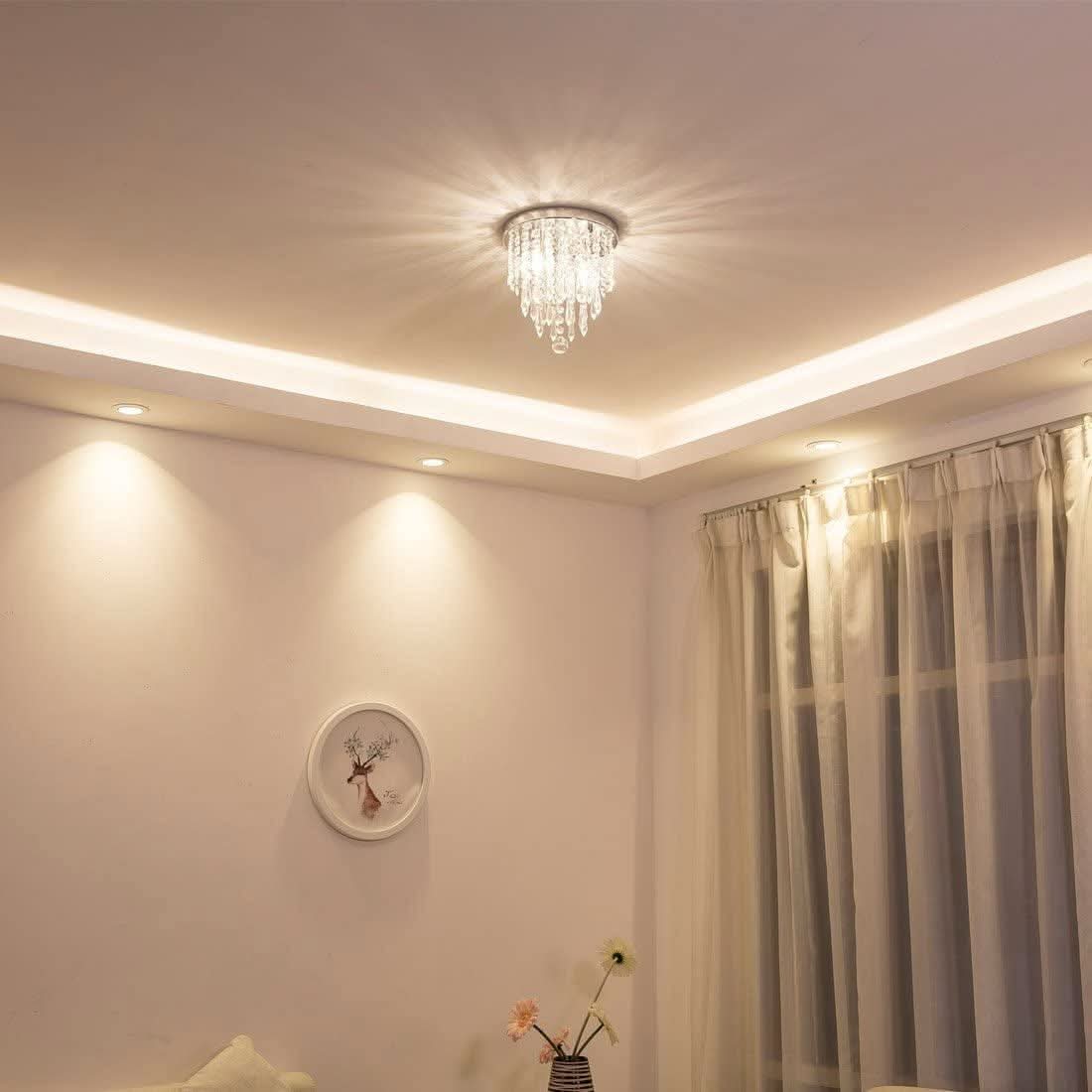 Miniature Crystal Chandelier Flush Mount Ceiling Light