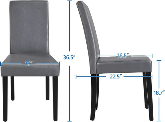 Gray Faux Leather Dining Chairs Set Of 4 With Waterproof Surface