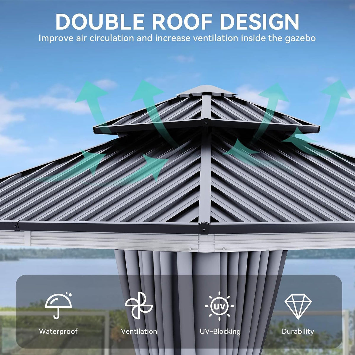 10x10Ft Longlasting Hard Top Aluminum White Gazebo