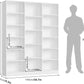 Triple Wide White Bookshelf 6 Tier 74 Inch Tall Unit-2