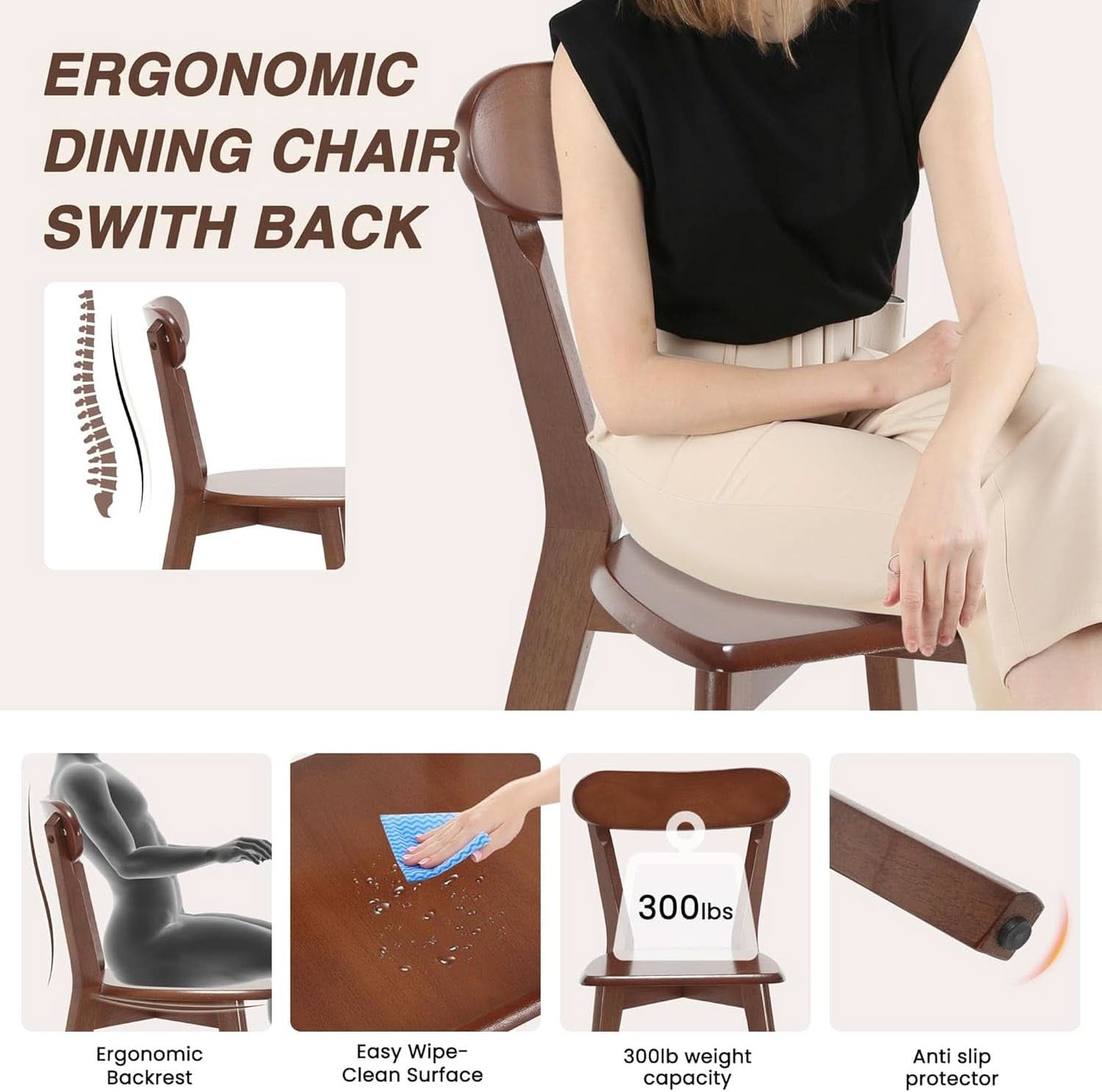 Walnut Solid Wood Farmhouse Dining Chairs Collection