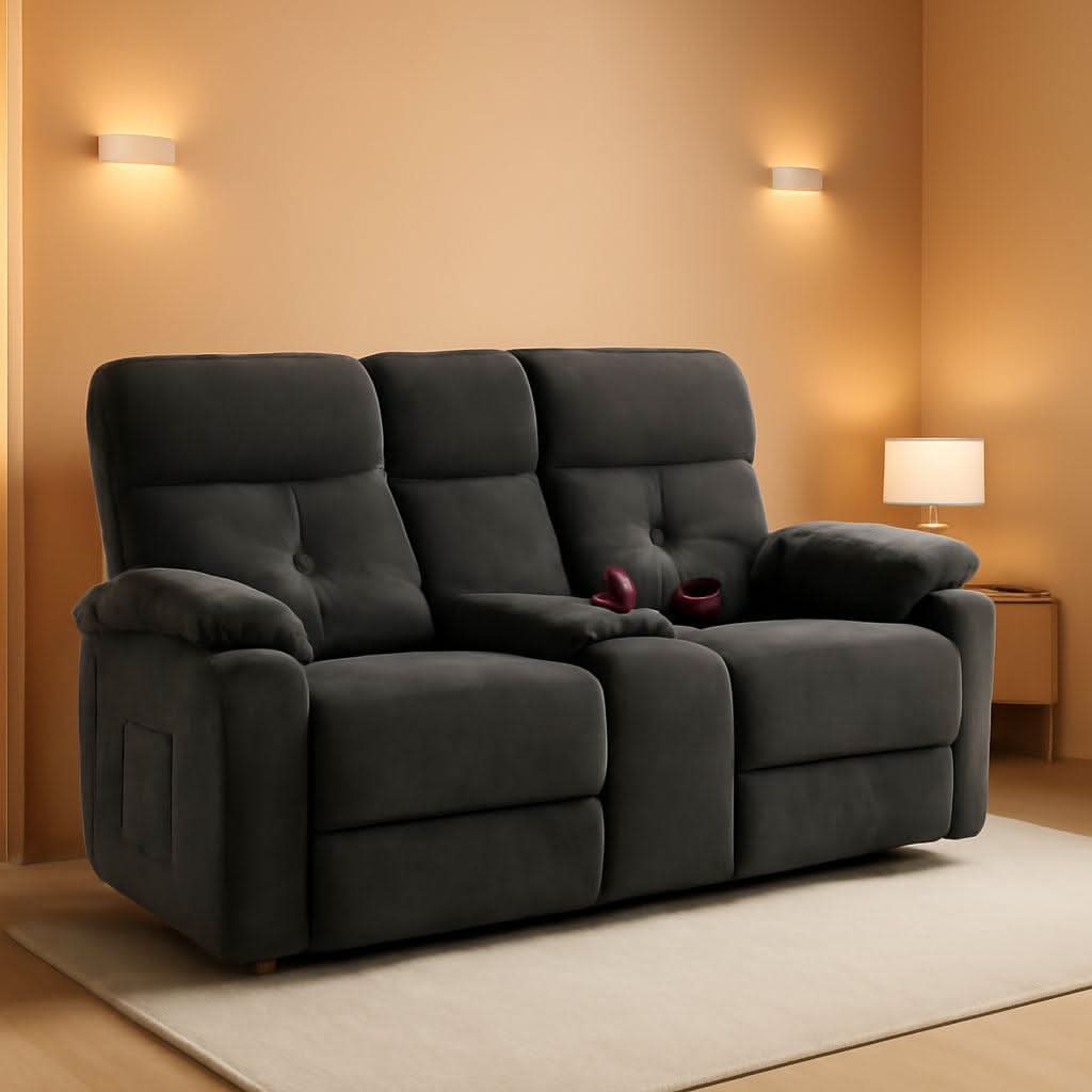 Power Reclining Loveseat With Console Heated Massage