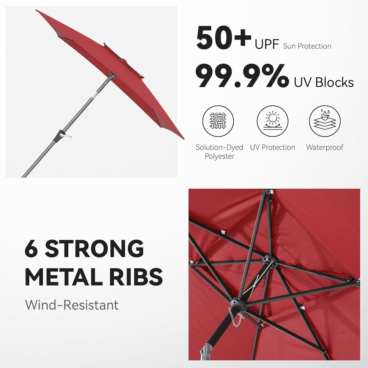 Rectangular Outdoor Umbrella 6.6x10 UVProtected WineRed