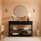Black Console Table With USB Ports And Outlets For Living Room-0