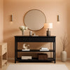Black Console Table With USB Ports And Outlets For Living Room-0