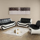 Vegan Leather Sofa Set 3 Piece Living Room Furniture White and Black-2