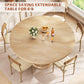 Extendable Round Dining Table 47 Inch Natural Wood Finish