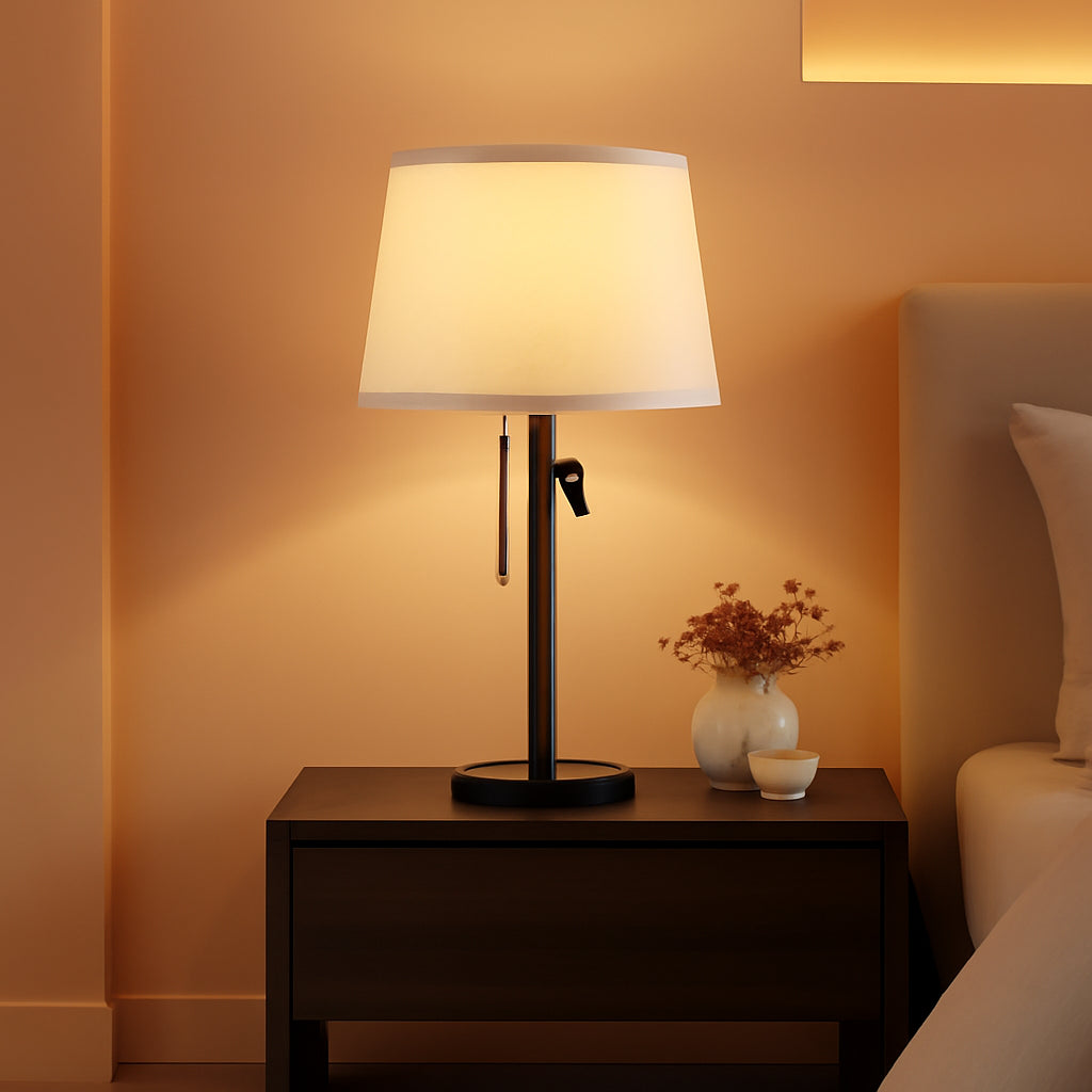 Bedside Table Lamps Jet Black Height Adjustable Modern