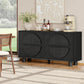 Black Fluted Buffet Cabinet With Storage Compartments