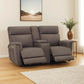 Mocha Power Recliner Loveseat With Massaging For Living Room Comfort