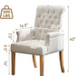 Beige Upholstered Dining Chair With Armrests Tufted