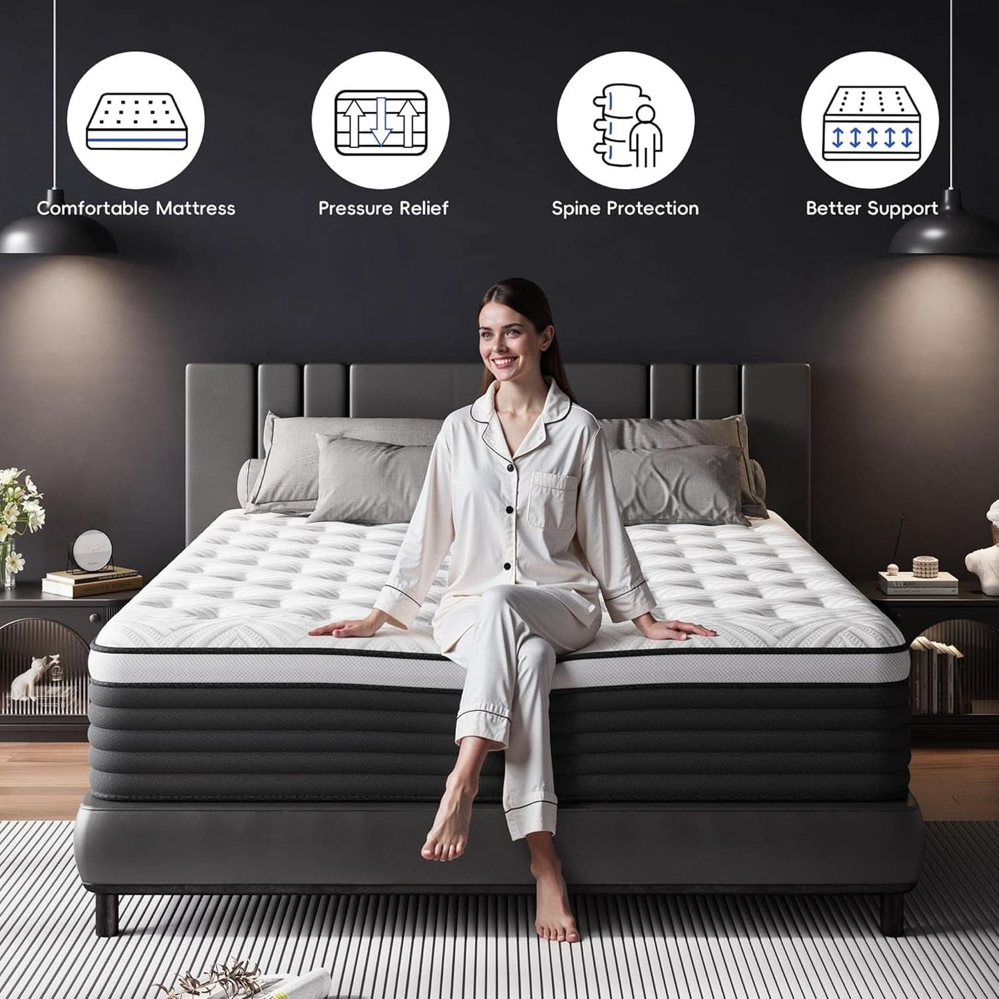 Twin Pressure Relief Memory Foam Hybrid Mattress Pocketed-4