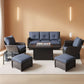 Outdoor Patio Furniture Set With Fire Pit Table 10 Piece Wicker Swivel Rocker