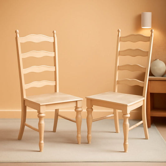 Set Of 2 Maine Ladderback Dining Chairs Unfinished Parawood