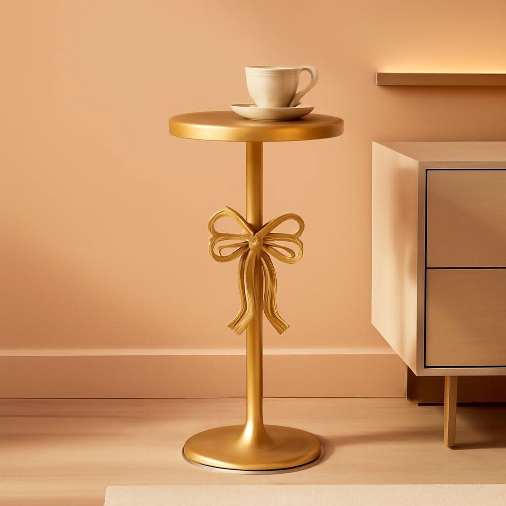 Radiant Gold Martini Cocktail Table 9x19 Inches Bow Pedestal