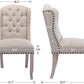 Beige Linen Tufted Wingback Upholstered Dining Chairs