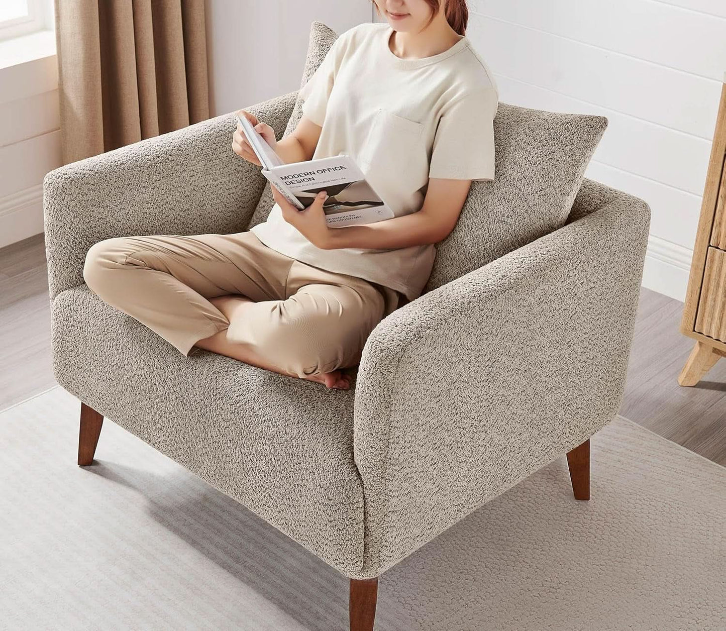 Oversized Camel Upholstered Accent Chair Living Room