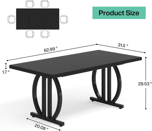 Black Modern Dining Table For Four To Six Rectangular