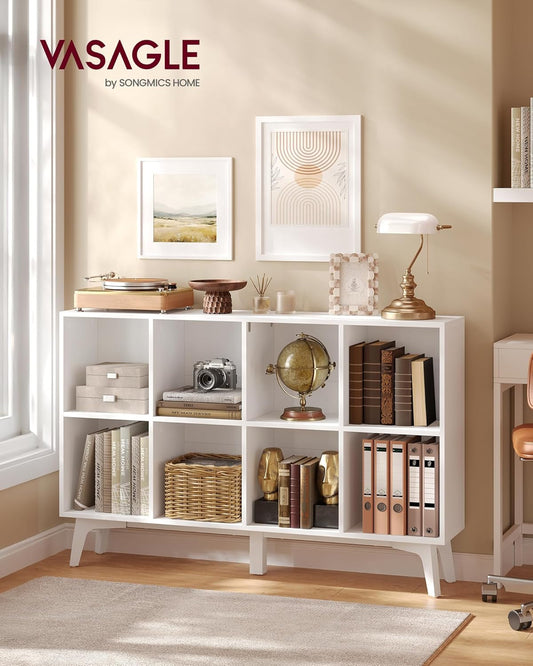 Cloud White Eight Compartment Modular Bookcase System