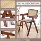Walnut Rattan Dining Chairs Set Of 2 Ergonomic Back