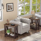Espresso Narrow End Table With Shelf 23.6 Inch Rustic