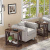 Espresso Narrow End Table With Shelf 23.6 Inch Rustic