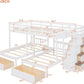 White Triple Bunk Bed With Storage Staircase Full Over Twin And Twin Bunk Bed
