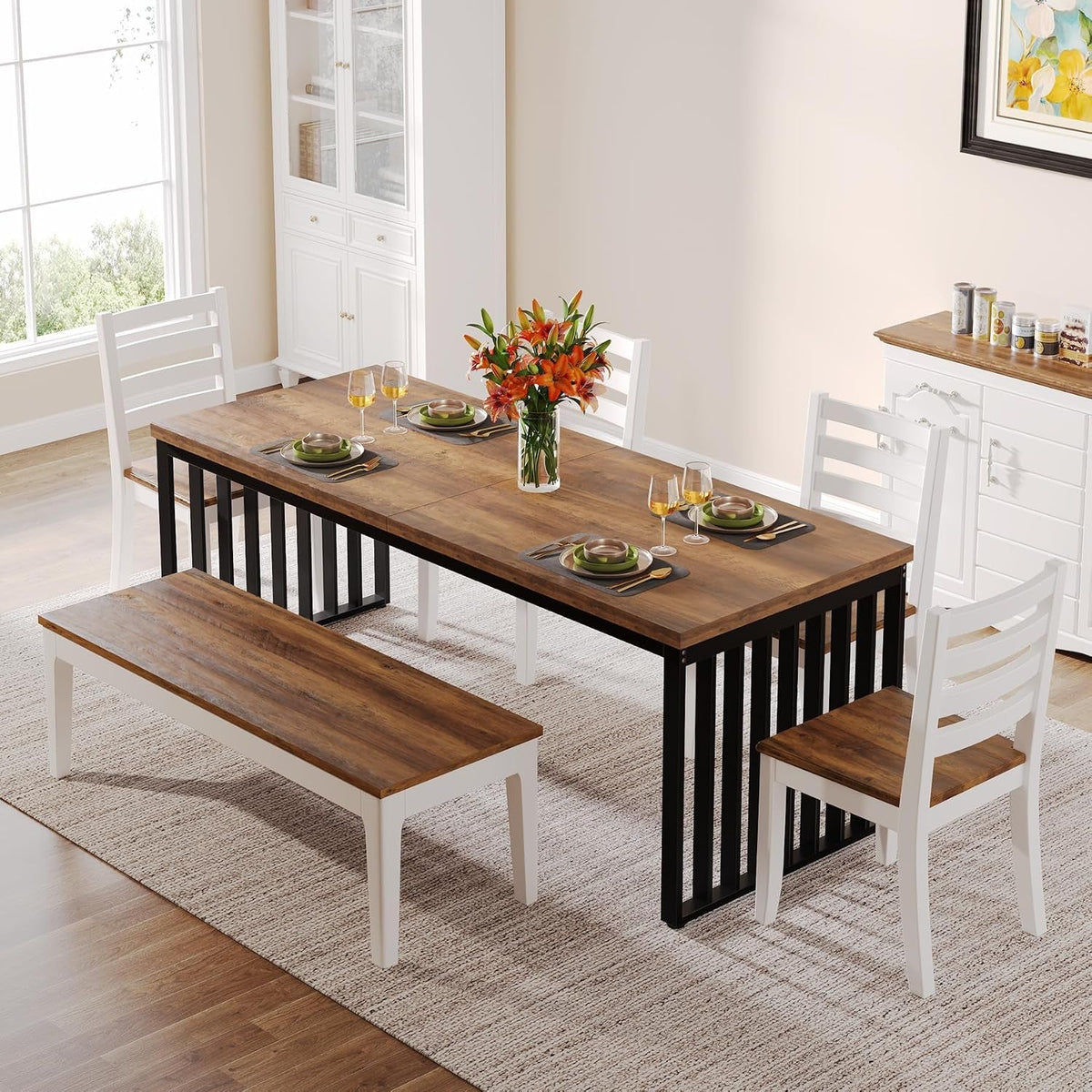 Tribesigns Industrial Dining Table 78 Inches Wooden