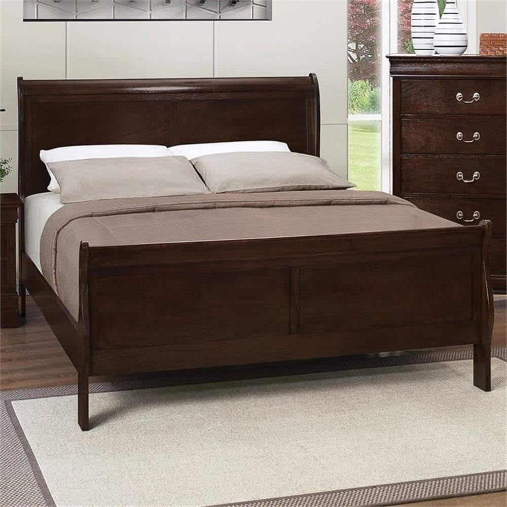 Traditional Full Dimensions Cappuccino Sleigh Panel Bed