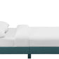 Queen Platform Tufted Upholstered Bed Teal Velvet Texture