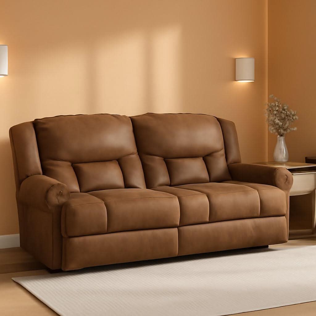 Dark Brown Luxuriously Electric Reclining Sofa USB